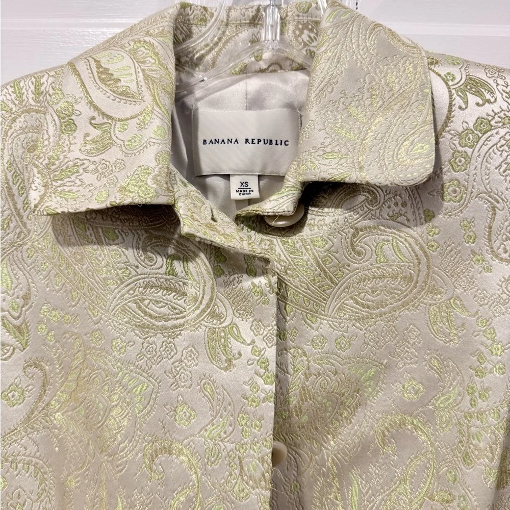 Banana Republic Vintage Ivory/Gold Topper Jacket Size XS - Picture 9 of 11